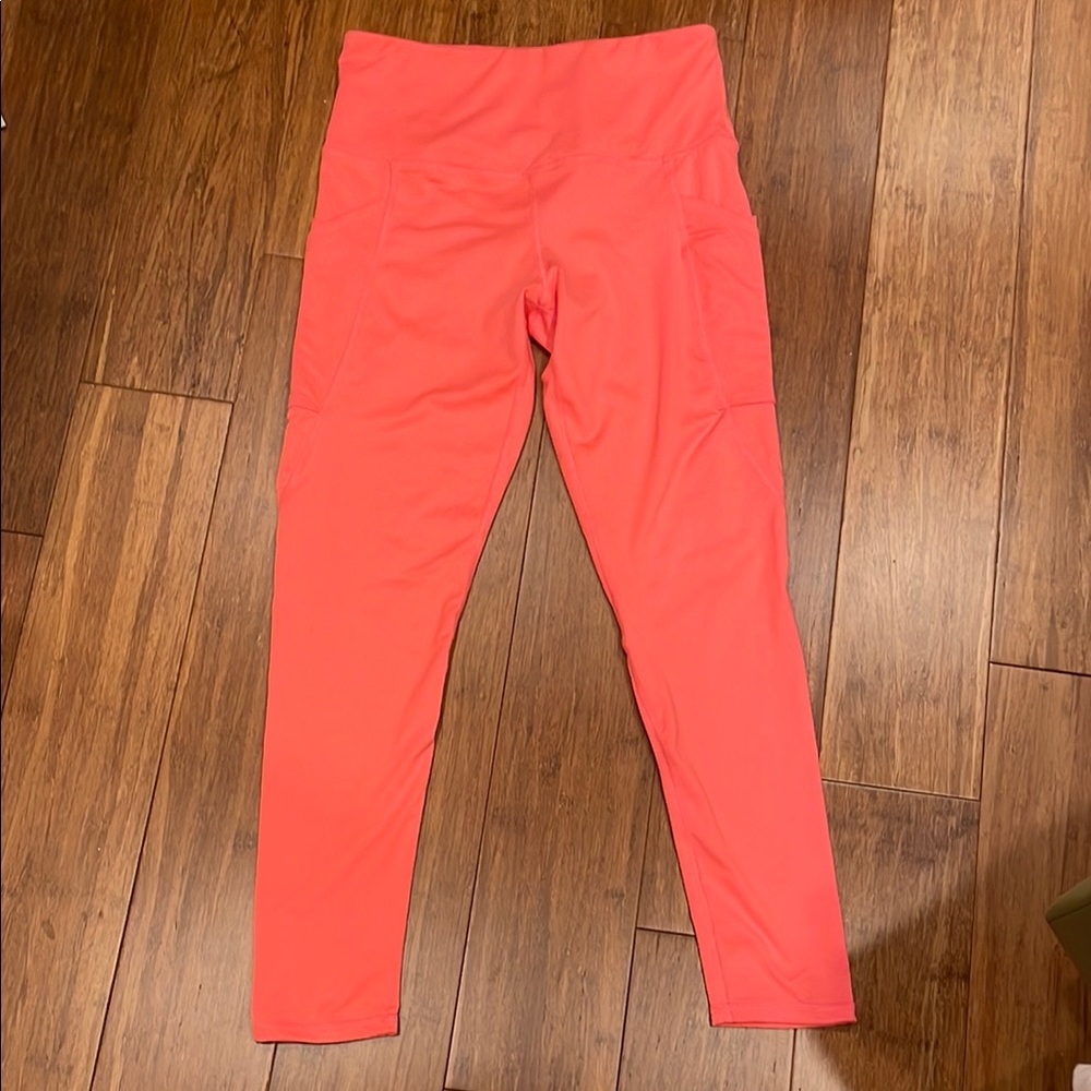 Coral Pink Sports Leggings with Pockets size Juniors Med